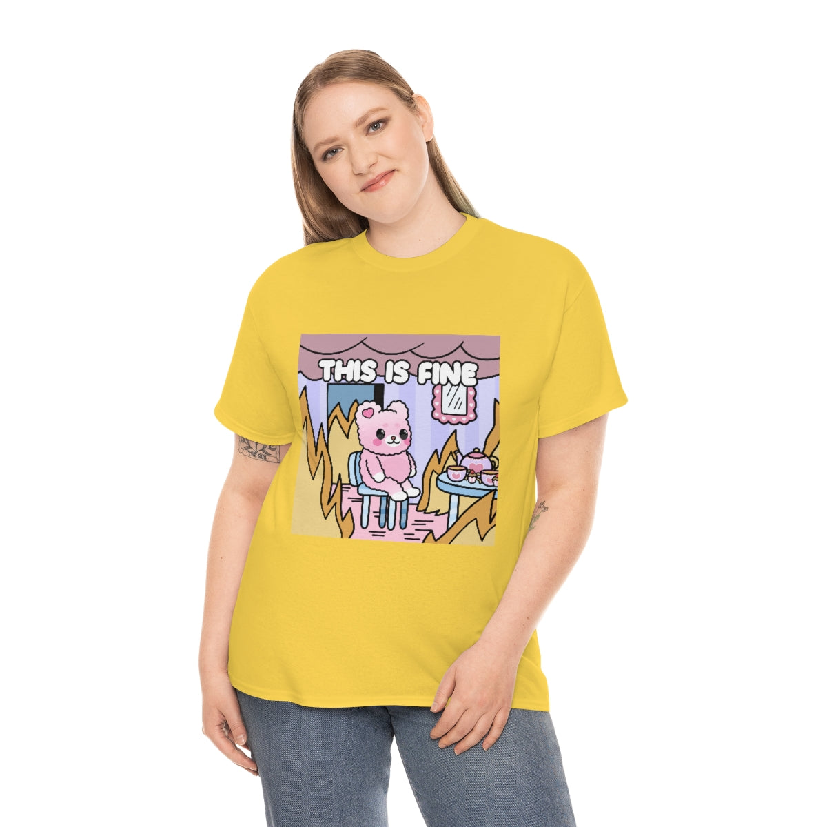 THIS IS FINE Kawaii Fluffy Bear Tee Shirt