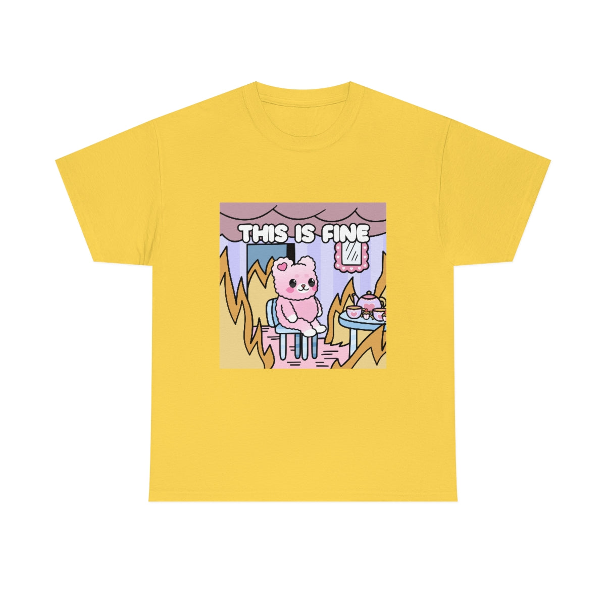 THIS IS FINE Kawaii Fluffy Bear Tee Shirt