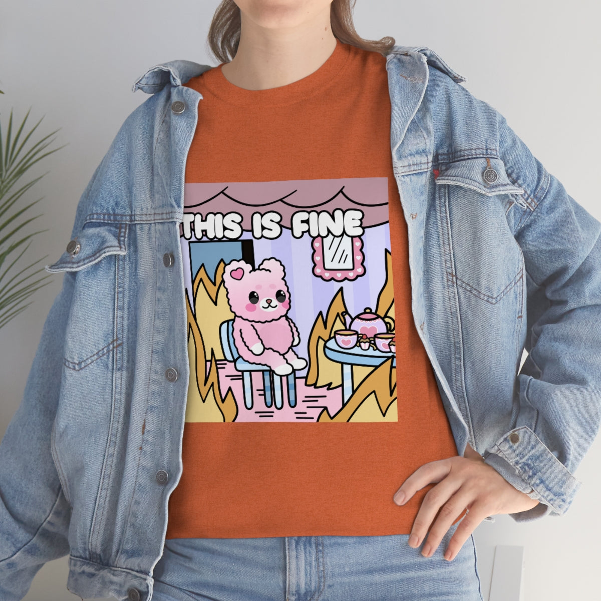 THIS IS FINE Kawaii Fluffy Bear Tee Shirt