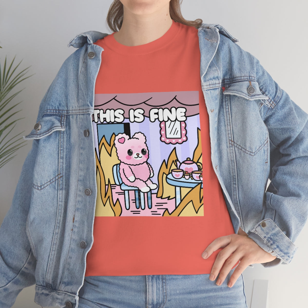 THIS IS FINE Kawaii Fluffy Bear Tee Shirt