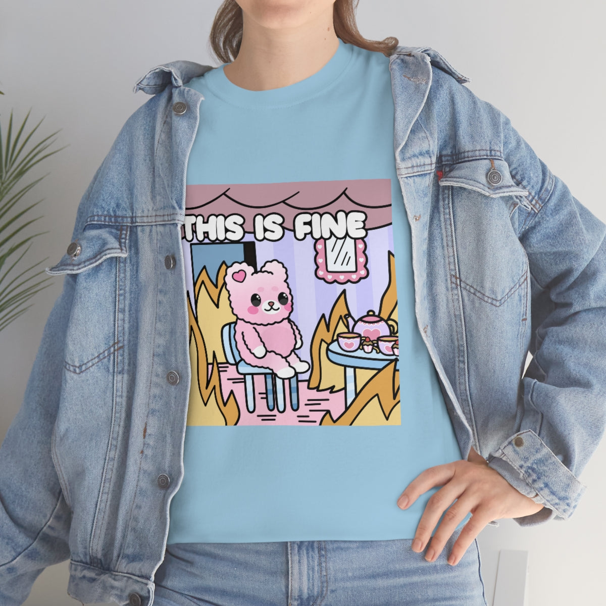 THIS IS FINE Kawaii Fluffy Bear Tee Shirt