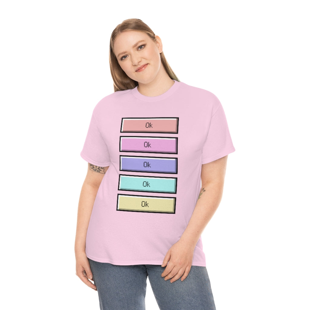 OK Unisex Heavy Cotton Tee Shirt Kawaii | E-girl | Pastel Goth | Pastel Rainbow | Tiktok Inspired Meme