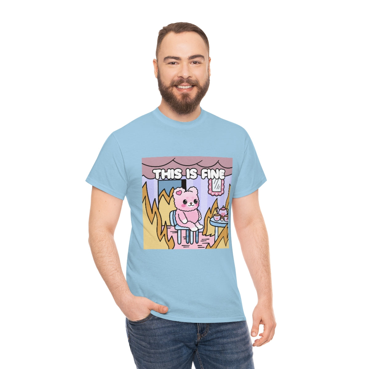 THIS IS FINE Kawaii Fluffy Bear Tee Shirt