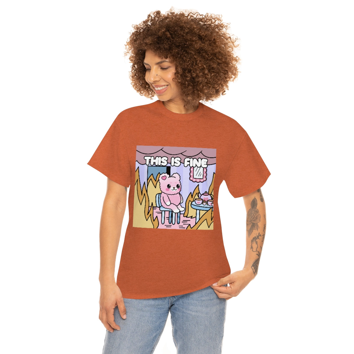 THIS IS FINE Kawaii Fluffy Bear Tee Shirt