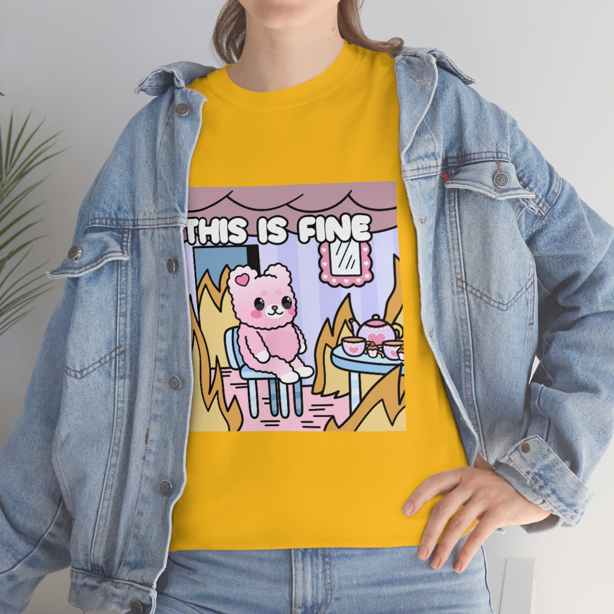 THIS IS FINE Kawaii Fluffy Bear Tee Shirt