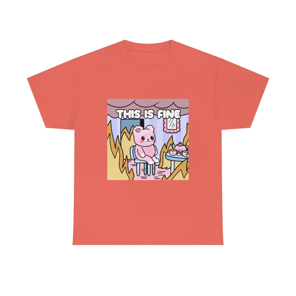 THIS IS FINE Kawaii Fluffy Bear Tee Shirt