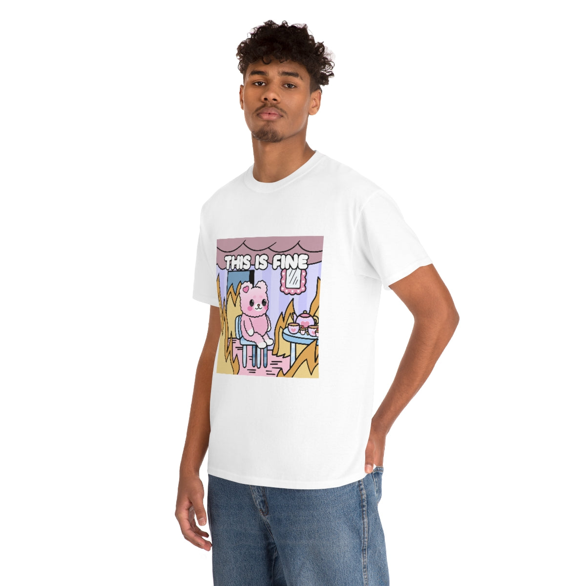 THIS IS FINE Kawaii Fluffy Bear Tee Shirt