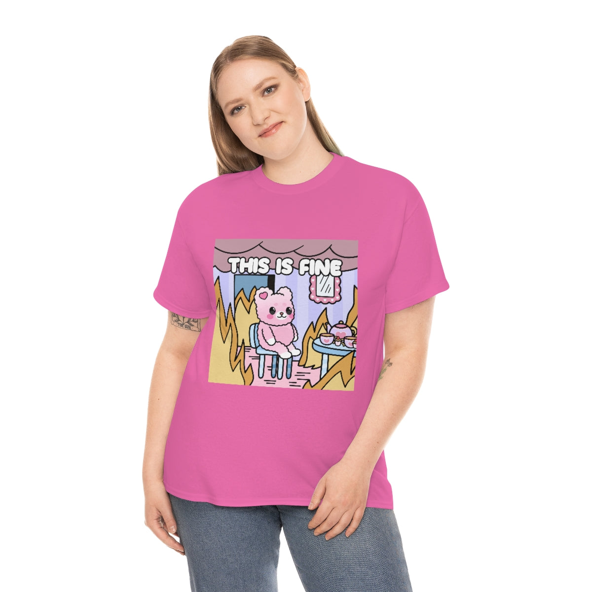 THIS IS FINE Kawaii Fluffy Bear Tee Shirt