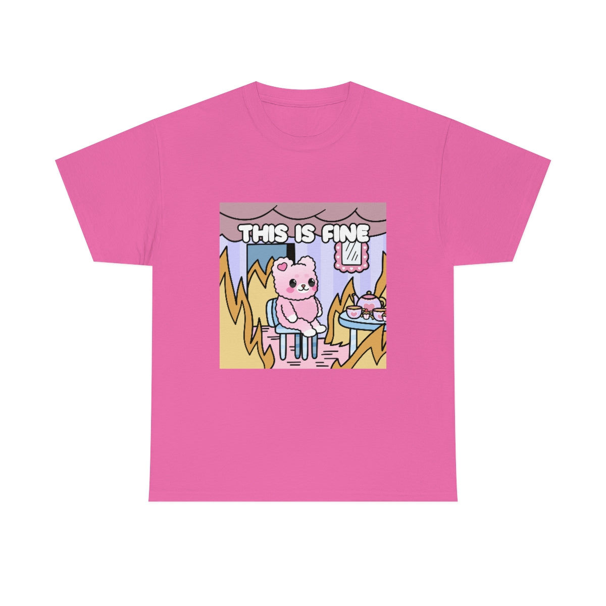 THIS IS FINE Kawaii Fluffy Bear Tee Shirt