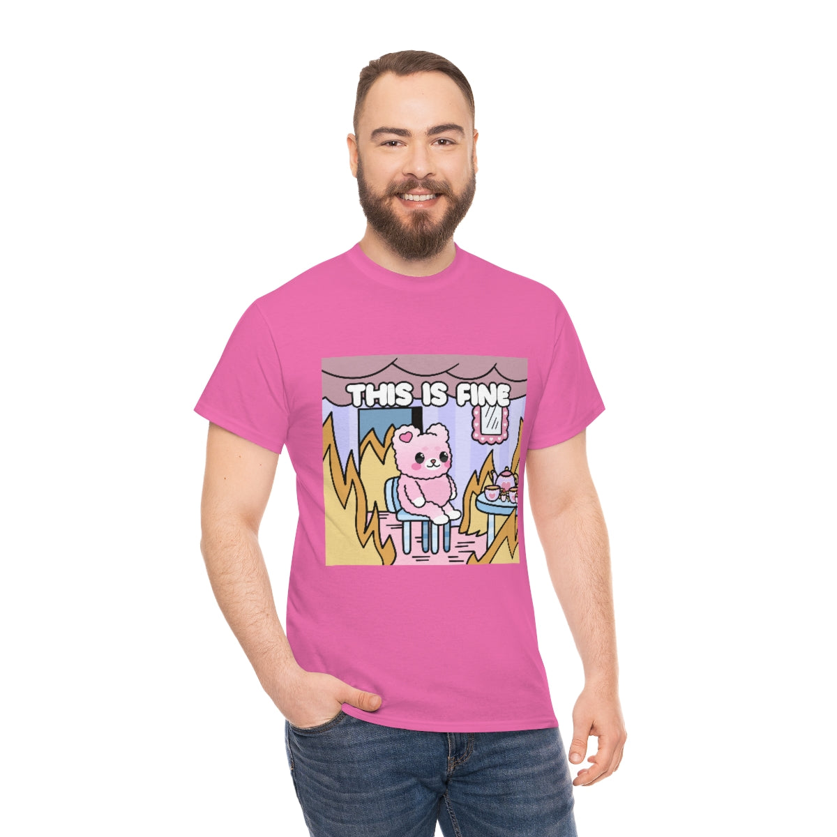 THIS IS FINE Kawaii Fluffy Bear Tee Shirt