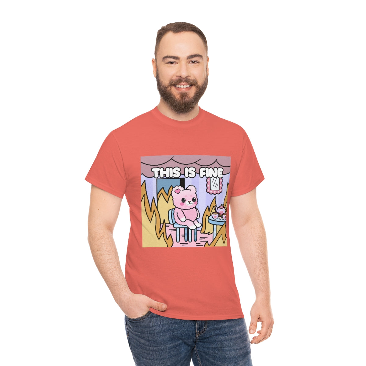 THIS IS FINE Kawaii Fluffy Bear Tee Shirt