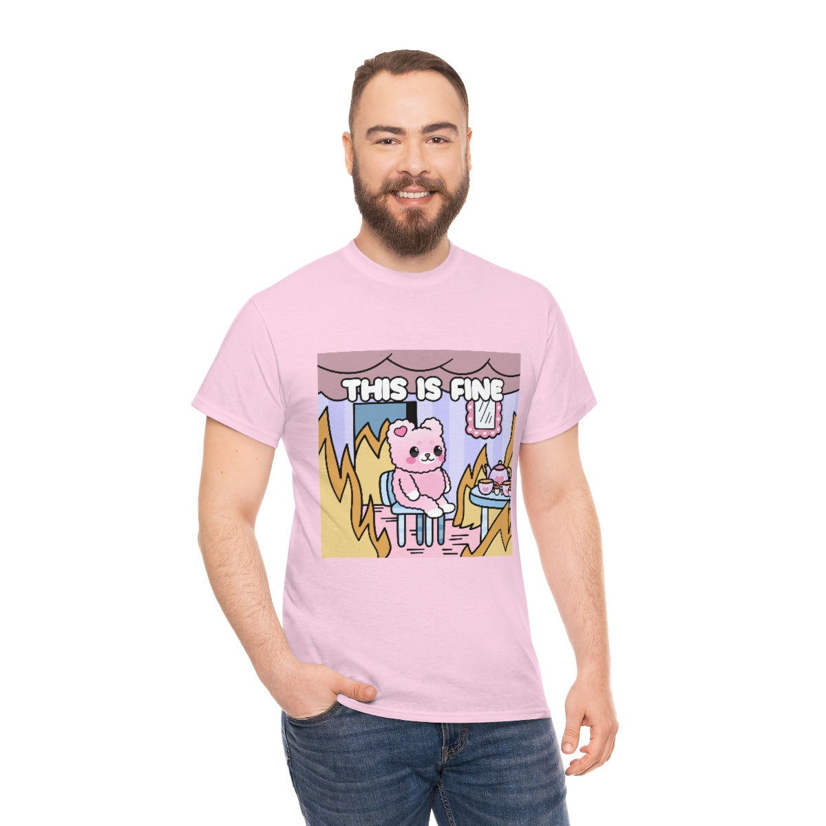 THIS IS FINE Kawaii Fluffy Bear Tee Shirt