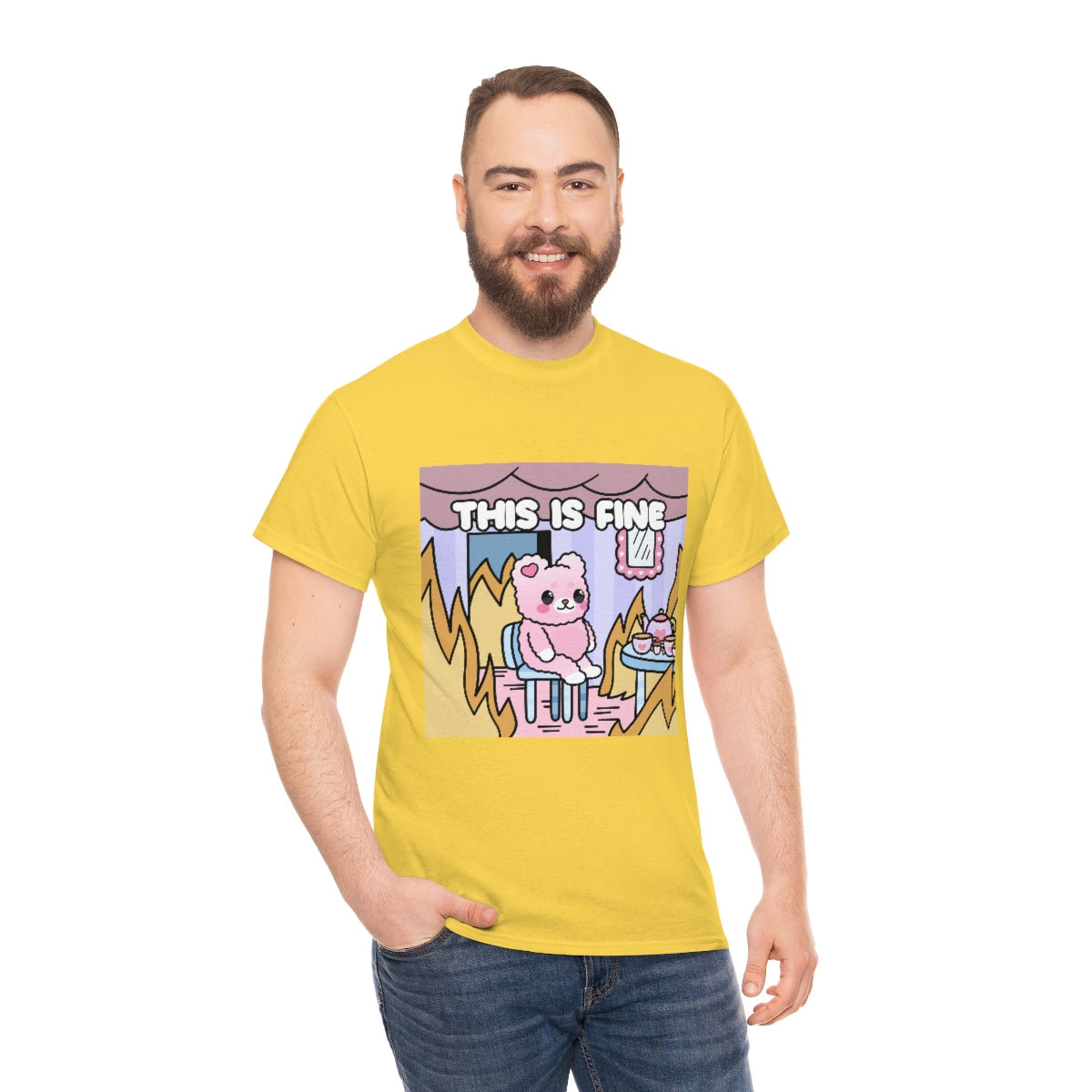 THIS IS FINE Kawaii Fluffy Bear Tee Shirt