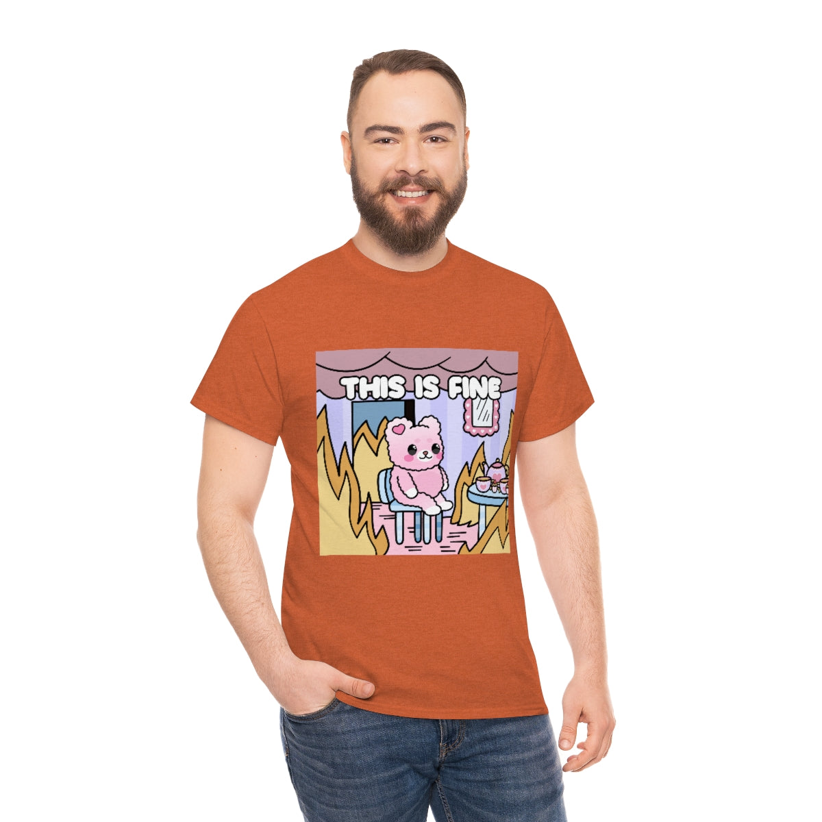 THIS IS FINE Kawaii Fluffy Bear Tee Shirt