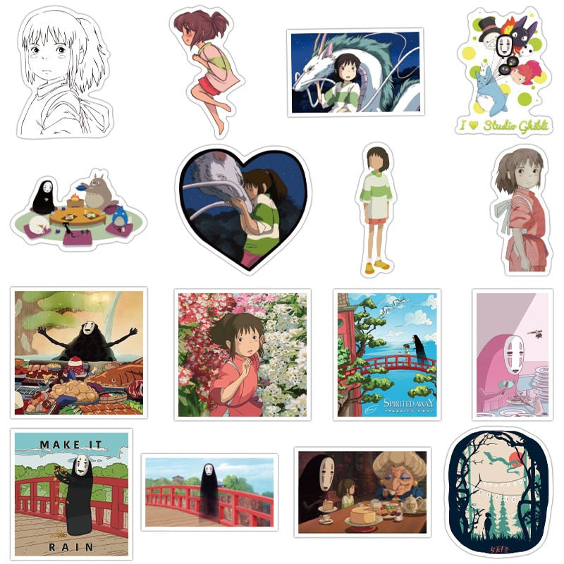 10/30/50Pcs Spirited Away Stickers Hayao Miyazaki Anime Stickers For Laptop Luggage Motorcycle Phone Skateboard Notebook