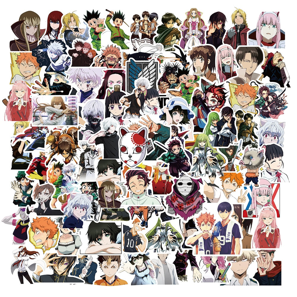 10/30/50/100PCS Mix Anime Jujutsu Kaisen Demon Slayer Cartoon Stickers Decals DIY Bike Skateboard Fridge Laptop Kid Sticker Toys