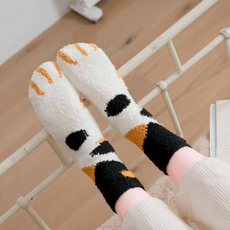 6 Colors of Warm Cute Cat Paw Socks