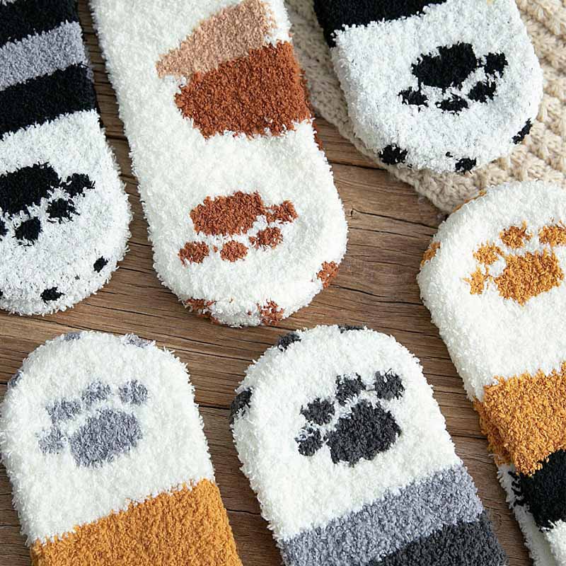 6 Colors of Warm Cute Cat Paw Socks