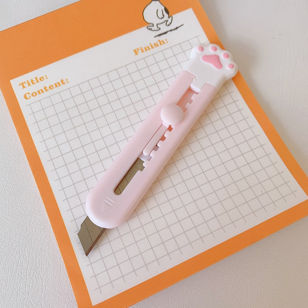 1 PCS Cute Girly Pink Cat Paw Alloy Mini Portalble Utility Knife Cutter Letter Envelope Opener Mail Knife School Office Supplies
