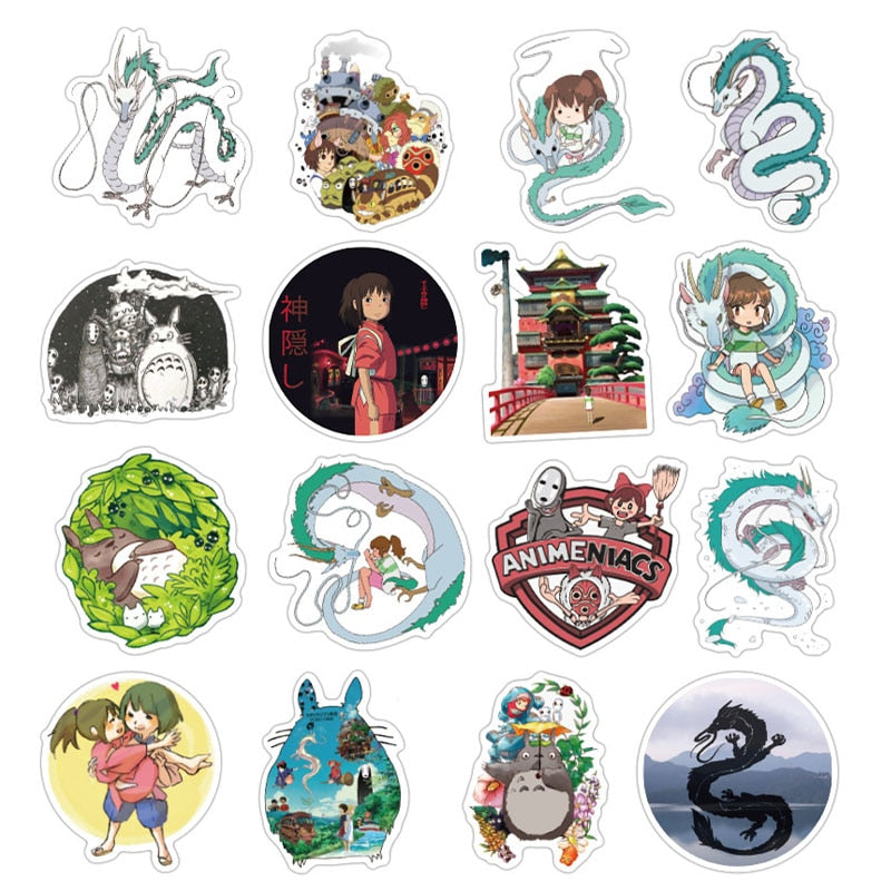 10/30/50Pcs Spirited Away Stickers Hayao Miyazaki Anime Stickers For Laptop Luggage Motorcycle Phone Skateboard Notebook