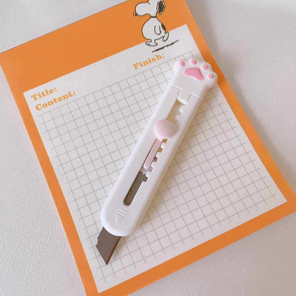 1 PCS Cute Girly Pink Cat Paw Alloy Mini Portalble Utility Knife Cutter Letter Envelope Opener Mail Knife School Office Supplies