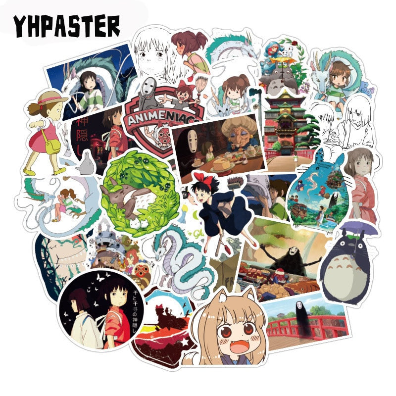 10/30/50Pcs Spirited Away Stickers Hayao Miyazaki Anime Stickers For Laptop Luggage Motorcycle Phone Skateboard Notebook