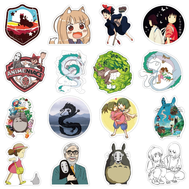 10/30/50Pcs Spirited Away Stickers Hayao Miyazaki Anime Stickers For Laptop Luggage Motorcycle Phone Skateboard Notebook