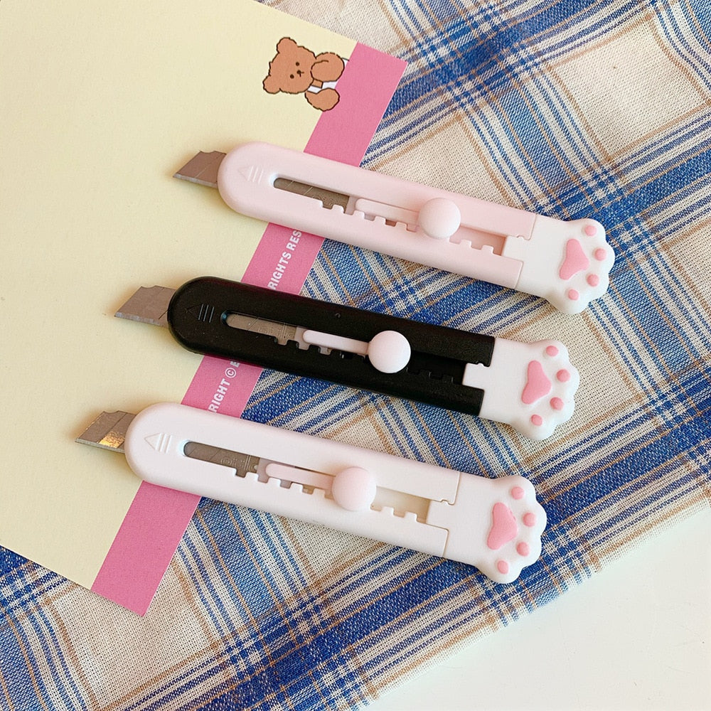 1 PCS Cute Girly Pink Cat Paw Alloy Mini Portalble Utility Knife Cutter Letter Envelope Opener Mail Knife School Office Supplies