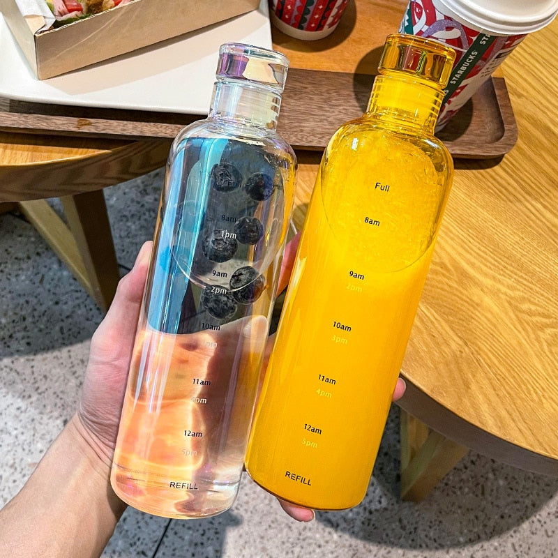 Iridescent Glass Water Bottle With Increments