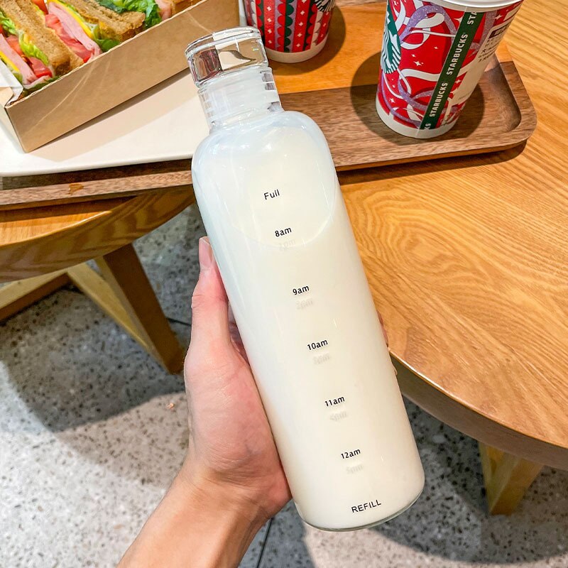 Iridescent Glass Water Bottle With Increments – Iridescenette's Kaleidoshop