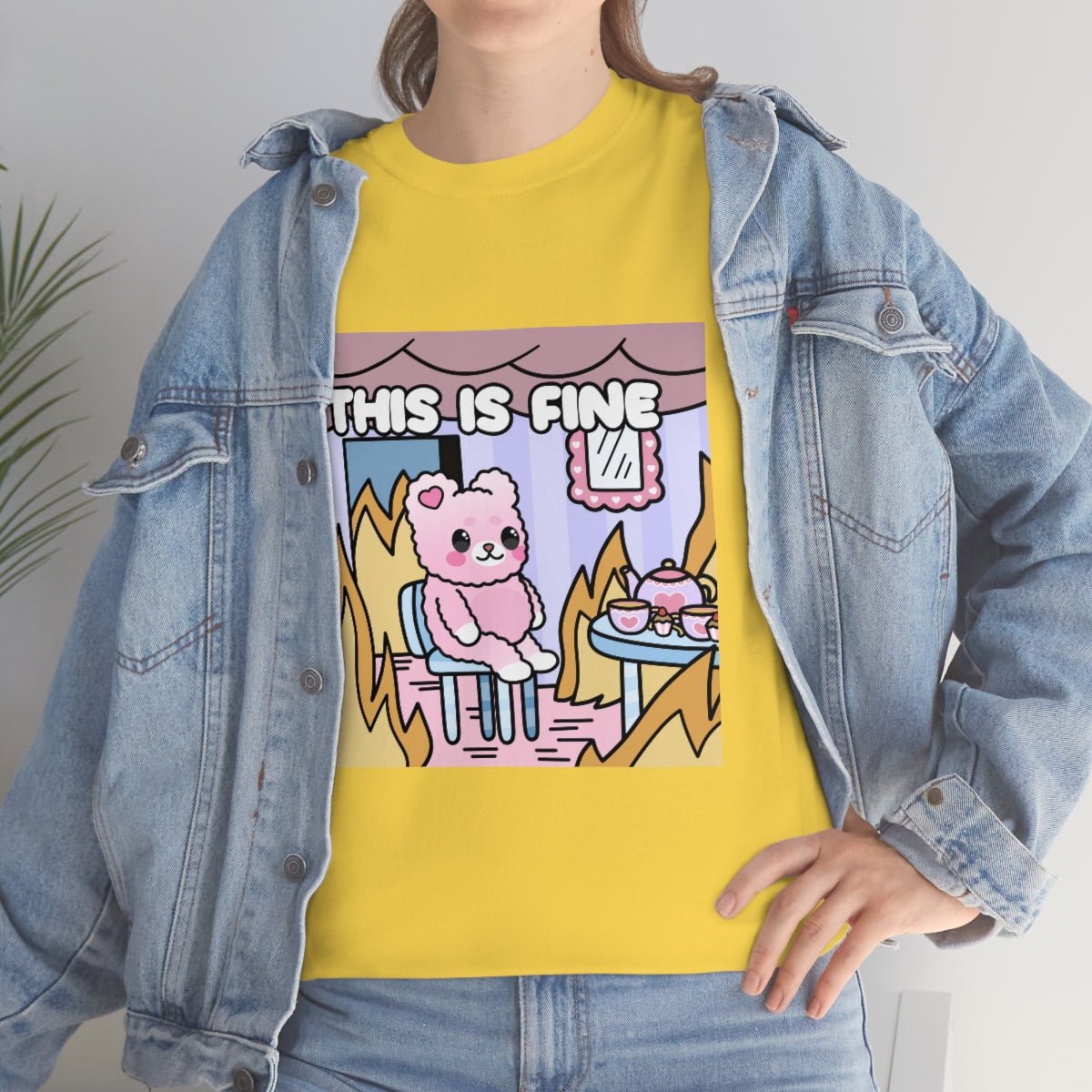 THIS IS FINE Kawaii Fluffy Bear Tee Shirt