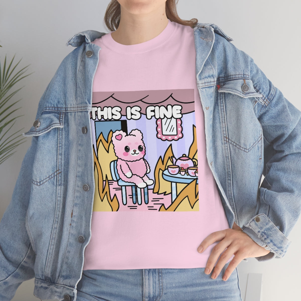 THIS IS FINE Kawaii Fluffy Bear Tee Shirt