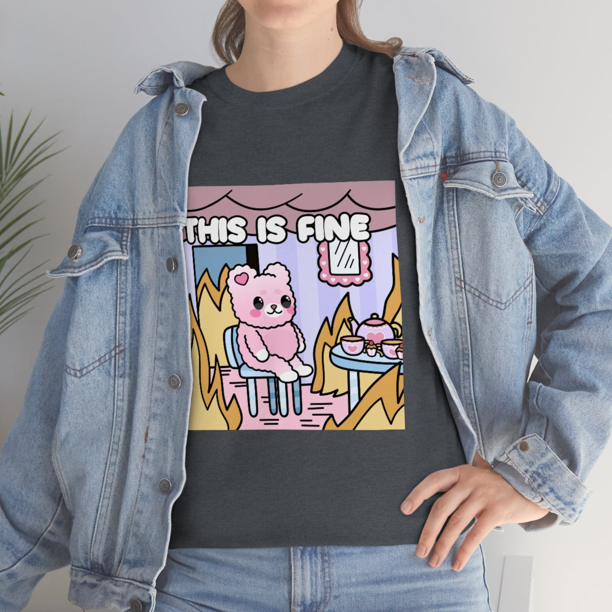 THIS IS FINE Kawaii Fluffy Bear Tee Shirt