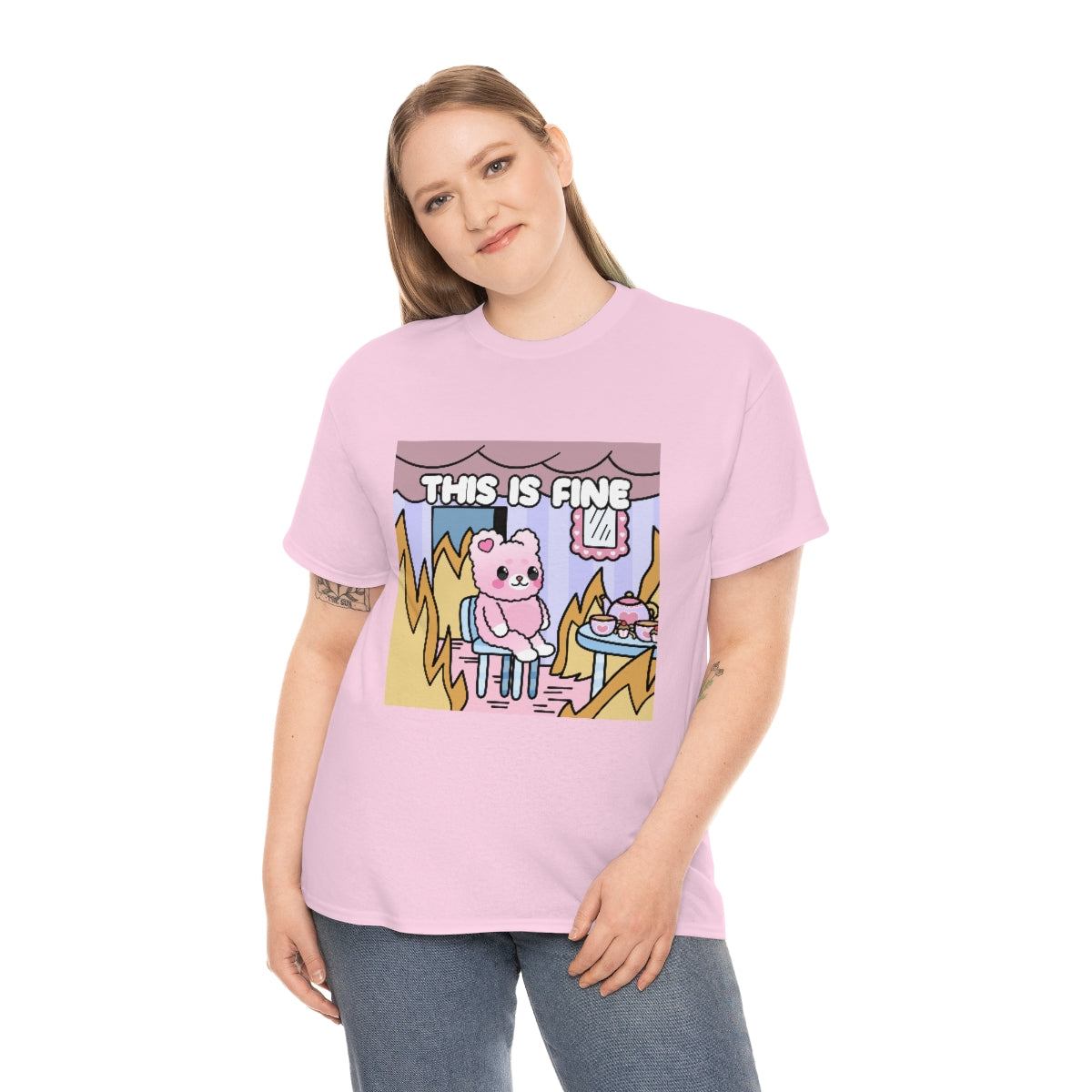 THIS IS FINE Kawaii Fluffy Bear Tee Shirt