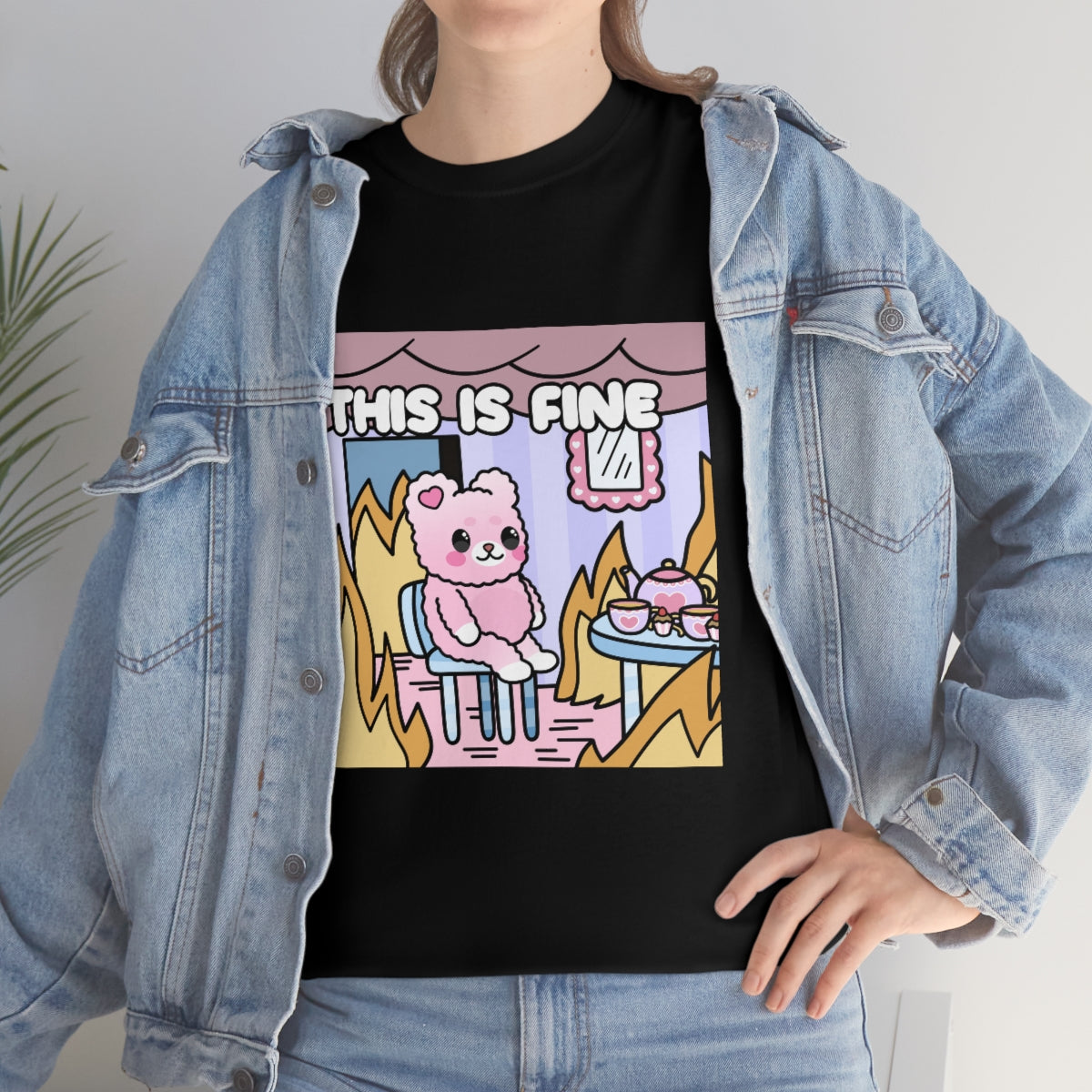 THIS IS FINE Kawaii Fluffy Bear Tee Shirt