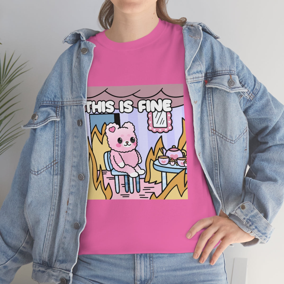 THIS IS FINE Kawaii Fluffy Bear Tee Shirt