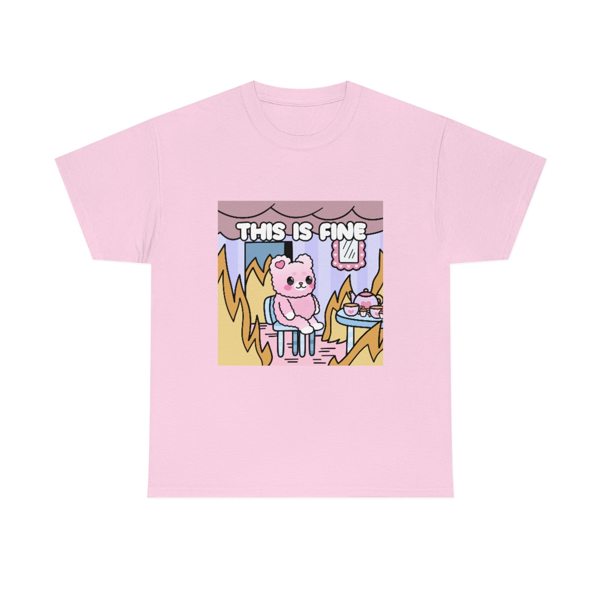 THIS IS FINE Kawaii Fluffy Bear Tee Shirt