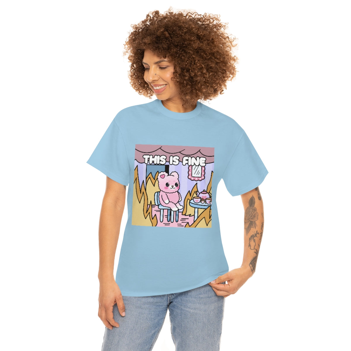 THIS IS FINE Kawaii Fluffy Bear Tee Shirt