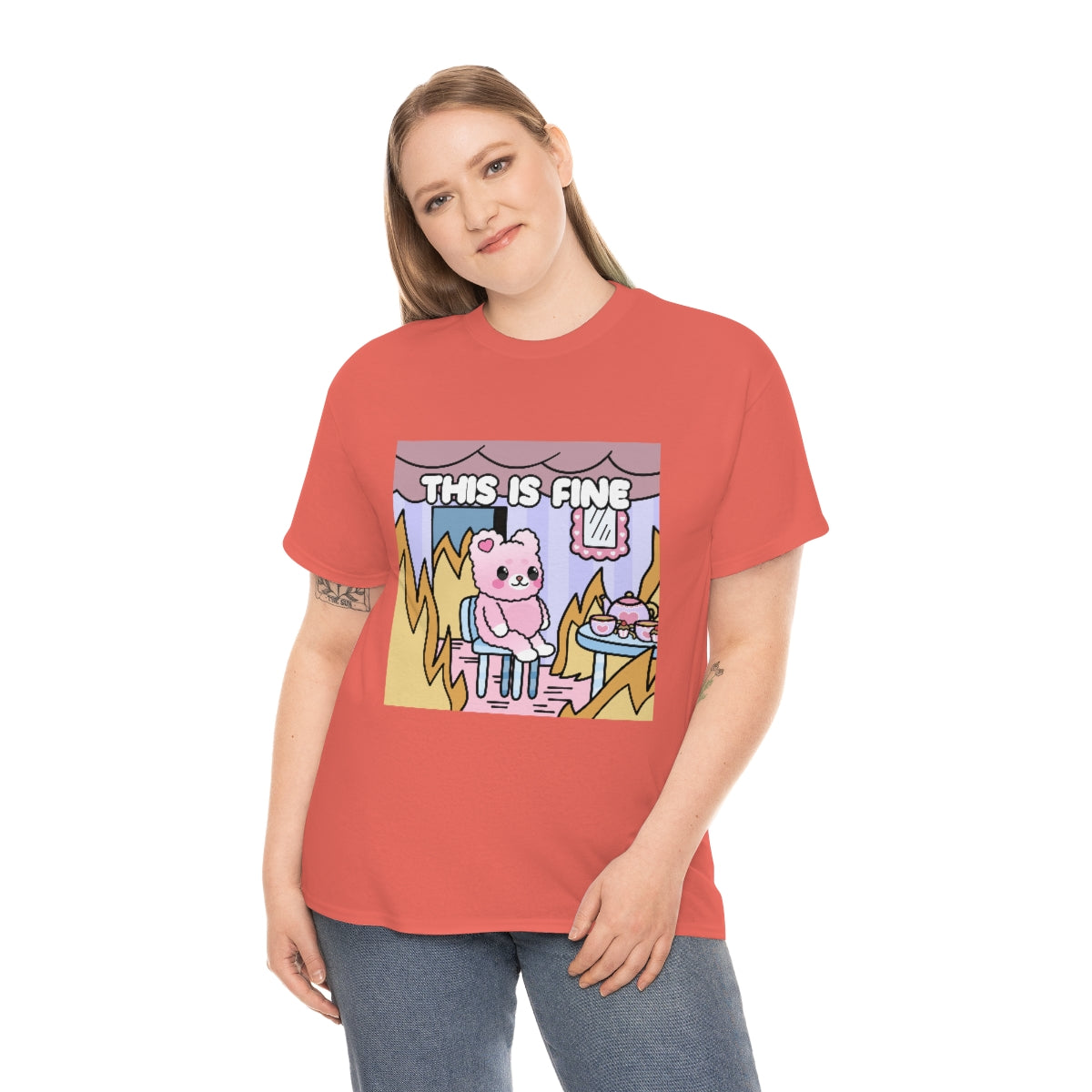 THIS IS FINE Kawaii Fluffy Bear Tee Shirt