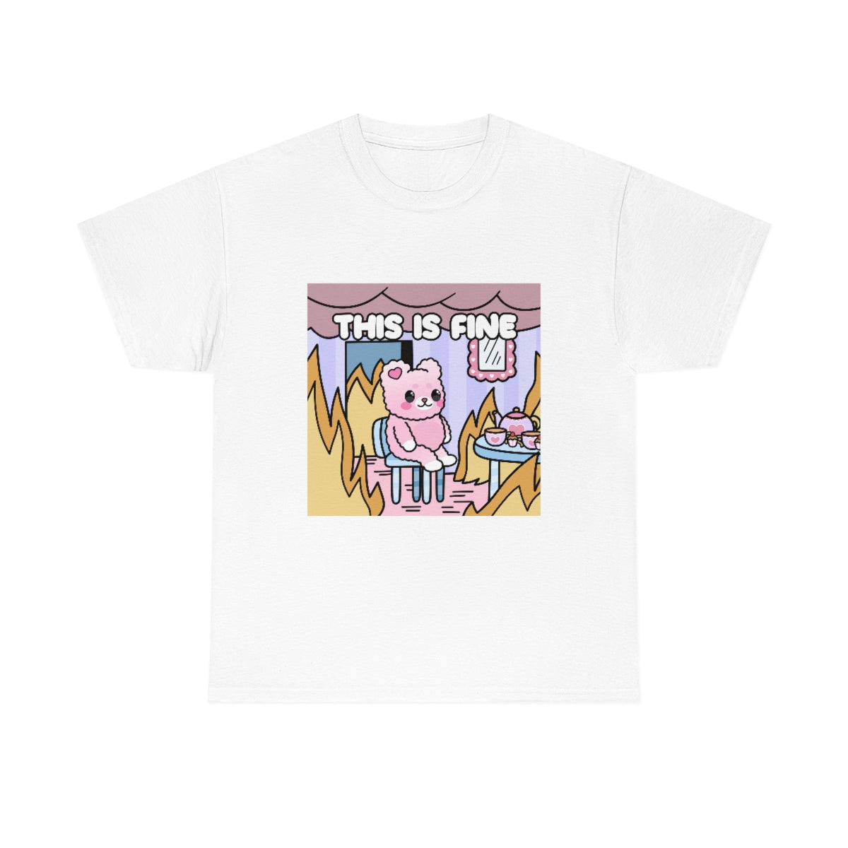 THIS IS FINE Kawaii Fluffy Bear Tee Shirt