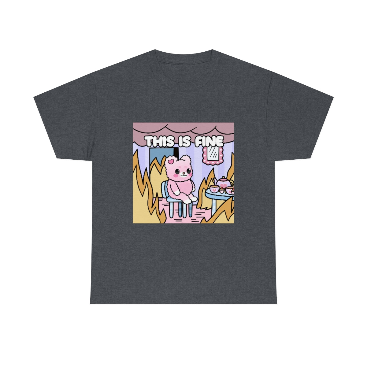 THIS IS FINE Kawaii Fluffy Bear Tee Shirt