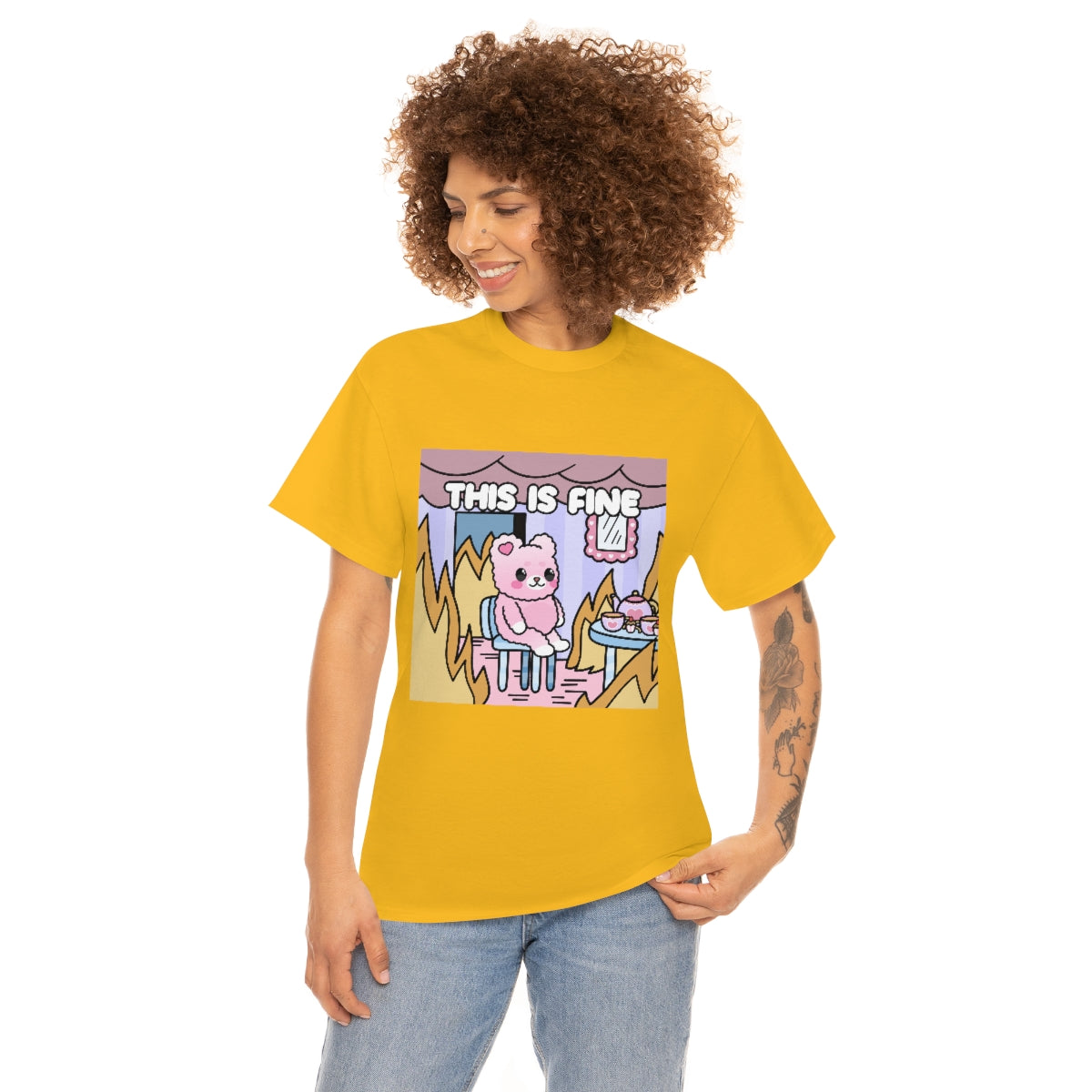 THIS IS FINE Kawaii Fluffy Bear Tee Shirt