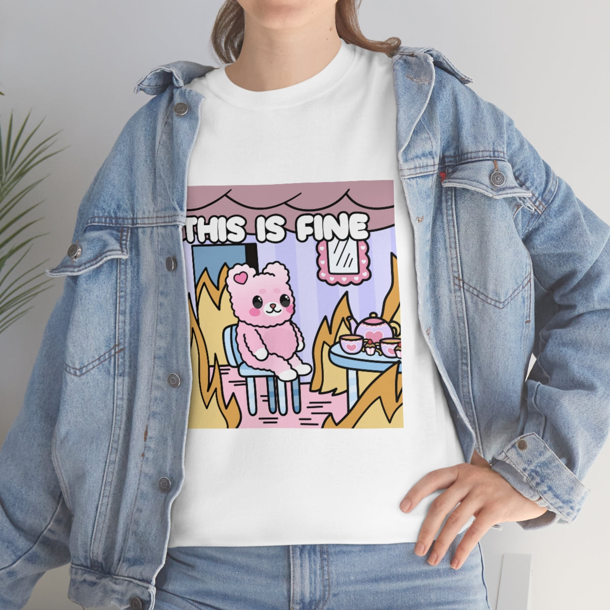 THIS IS FINE Kawaii Fluffy Bear Tee Shirt