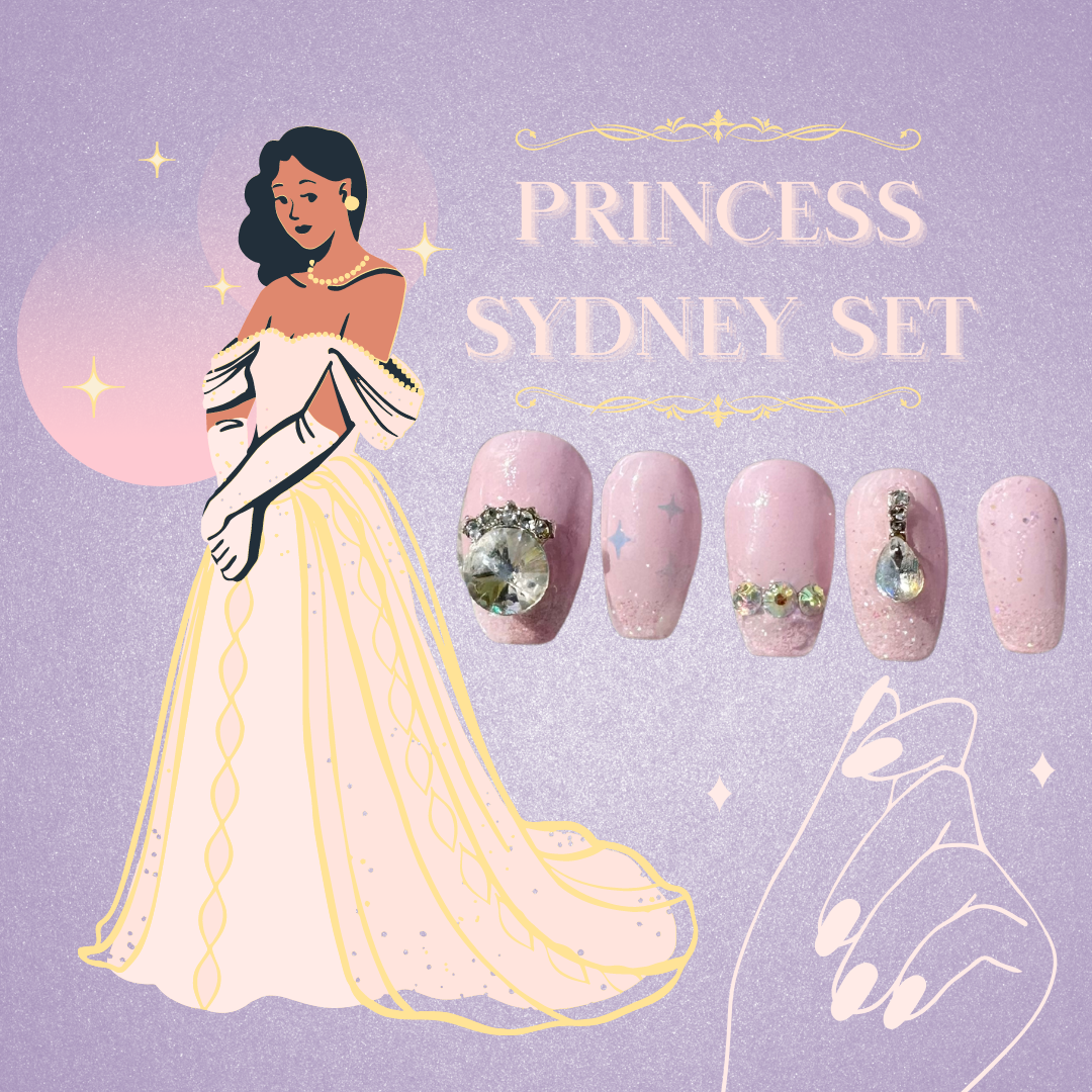 👑 HANDPAINTED PRINCESS SYDNEY NAIL SET 👑