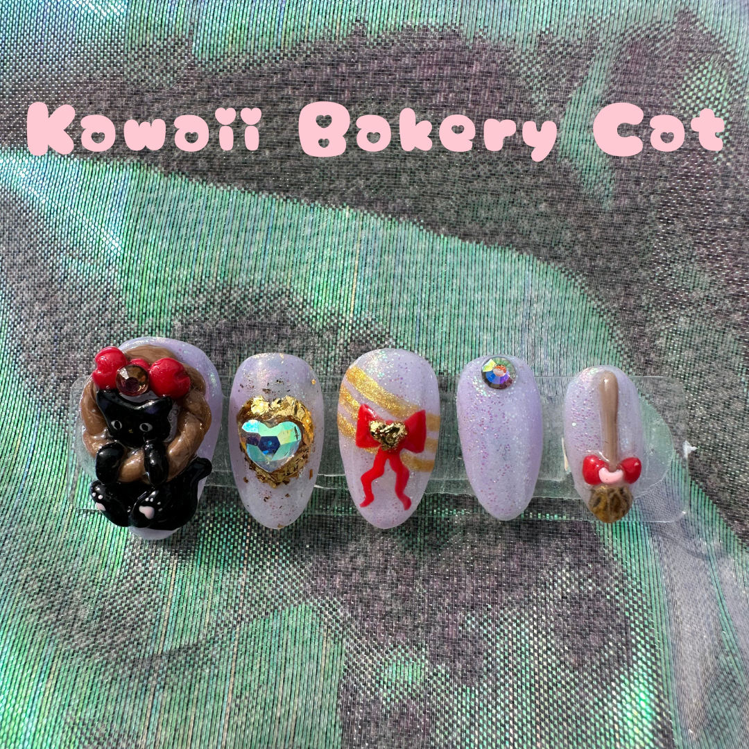 🐾 Kawaii Bakery Cat Press On Nails 🐾